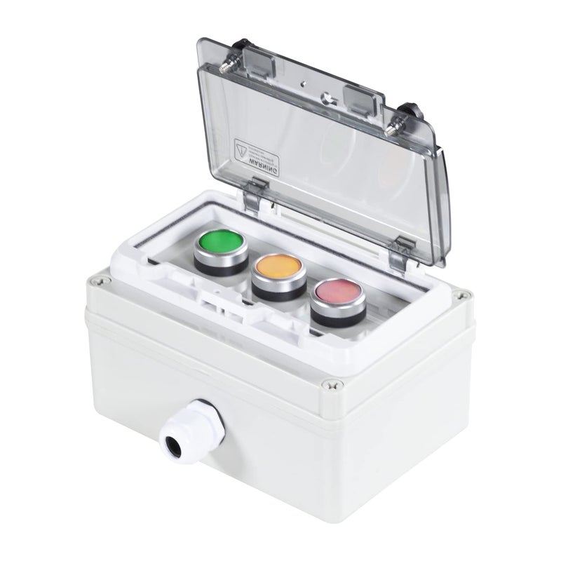 QL-LINRUN Push Button Box Ip67 with Red Green Yellow Momentary Push Button Button with Protective Cover Anti-Misoperation Switch(Ac/Dc 6a-110v/3a-240v/2.5a-380v) - Image 1